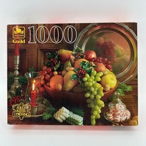 Vintage Golden Guild 1000 Piece Jigsaw Puzzle Festive Still Life Fruit Bowl 1980